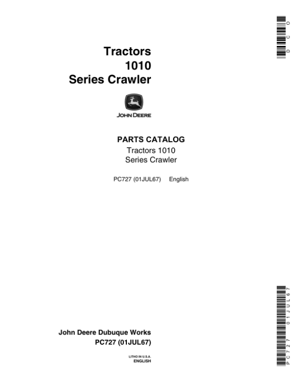 John Deere 1010 Crawlers Parts Catalog Manual John Deere 1010 Crawlers Parts Catalog Manual