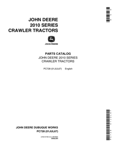 John Deere 2010 Crawlers Parts Catalog Manual