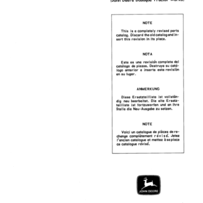 John Deere 1100, 1120 Attachments Parts Catalog Manual