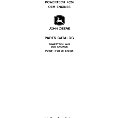 John Deere 2.4L, 4024TF220, 4024TF270 Engines Tier 2 Parts Catalog Manual