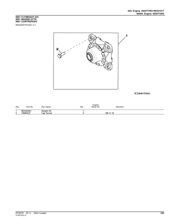 John Deere 244J Loaders Parts Catalog Manual John Deere 244J Loaders Parts Catalog Manual - Image 4