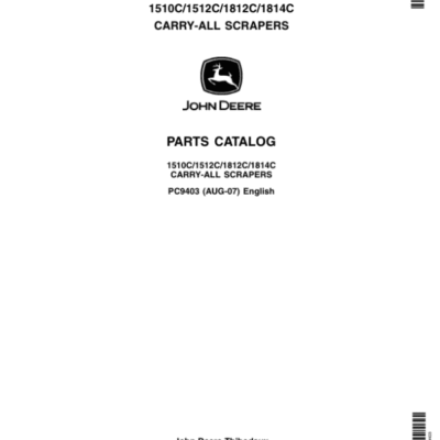 John Deere 1510C, 1512C, 1812C, 1814C Scrapers Parts Catalog Manual