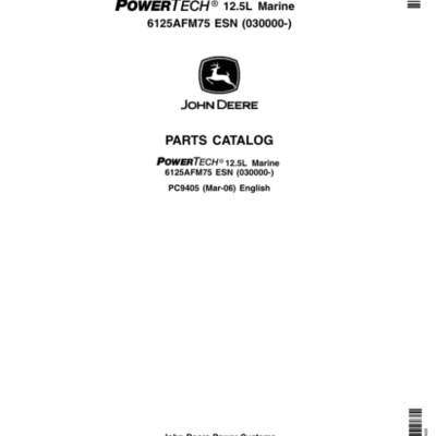 John Deere 12.5L, 6125 Engines Parts Catalog Manual