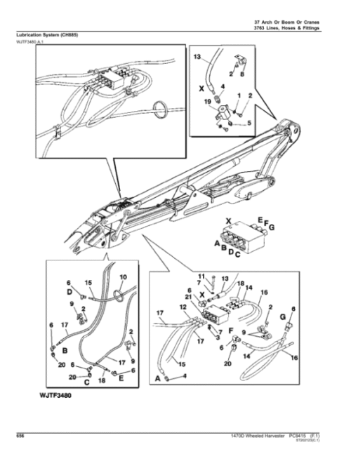 John Deere 1470D T3 Harvester Parts Catalog Manual SN 001001