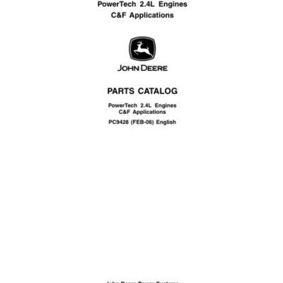 John Deere 2.4L, 4024TTXXX Engines Parts Catalog Manual