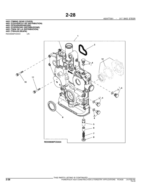 John Deere 2.4L, 4024TTXXX Engines Parts Catalog Manual John Deere 2.4L, 4024TTXXX Engines Parts Catalog Manual - Image 4