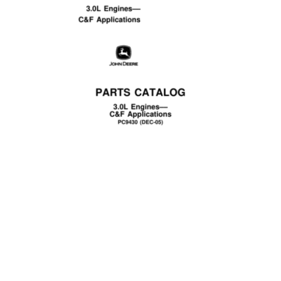 John Deere 3.0L C&F Applications Engines Parts Catalog Manual