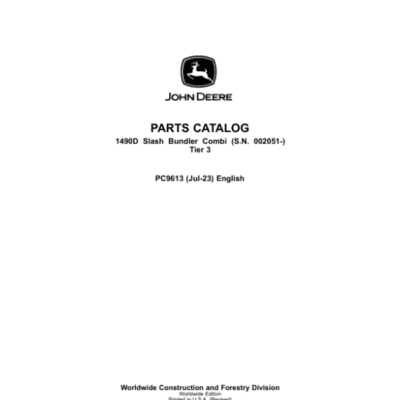 John Deere 1490D T3 Forwarders (SN 002051-) Parts Catalog Manual