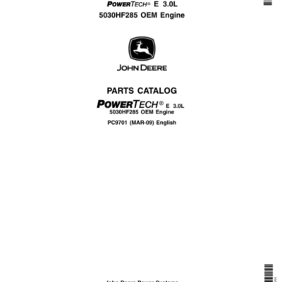 John Deere 3.0L, 5030HF285 Engines Parts Catalog Manual