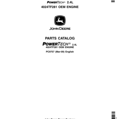 John Deere 2.4L, 4024TF281 Engines Parts Catalog Manual
