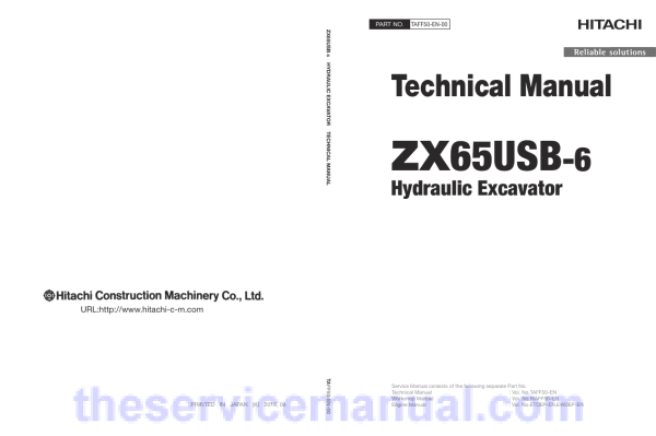 Hitachi ZX65USB-6 Excavator Service Repair Manual