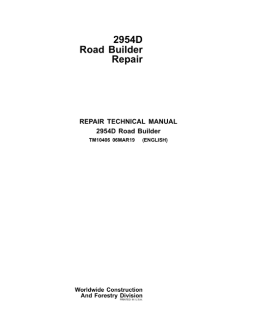 John Deere 2954D Road Builder Repair Technical Manual