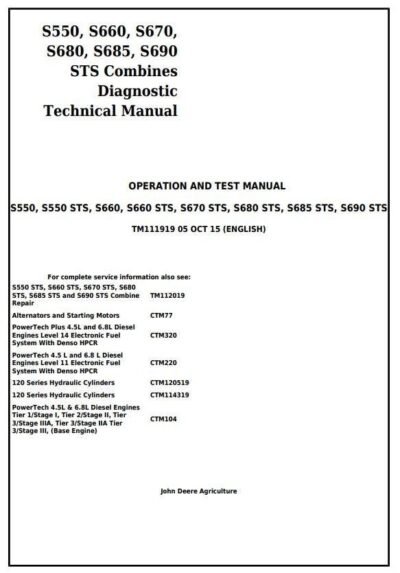 John Deere S550 S690 STS Combines Diagnostic Service Manual - Image 5