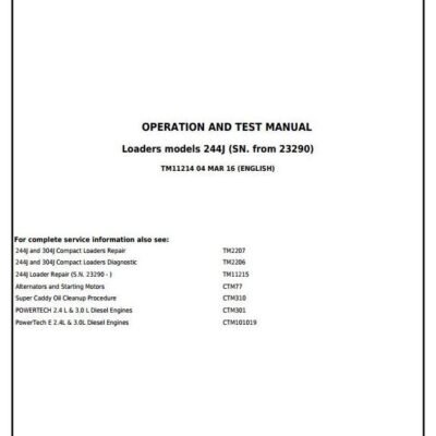 John Deere 244J Diagnostic Operation Service Manual