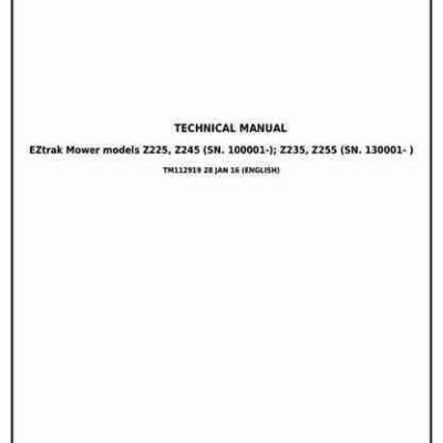 John Deere Z225 Z245 Z235 Z255 EZtrak Lawn Mower Service Manual