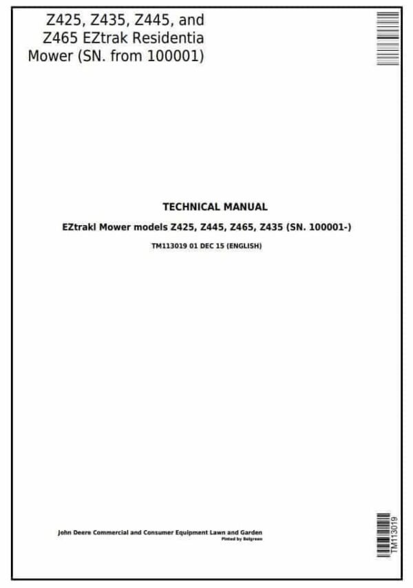 TM113019-1.jpg John Deere Z425, Z465 EZtrak Residential Mower -TM113019