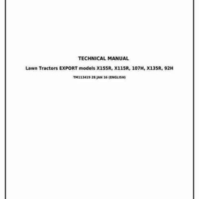 Cart John Deere X115R, 92H, 107H Riding Lawn Service Manual