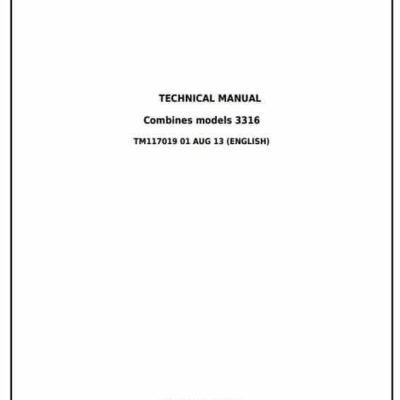 Cart John Deere 3316 Combine Diagnostic and Repair Technical Service Manual