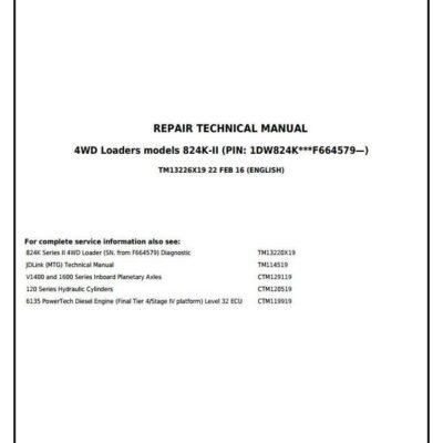 John Deere 824K 4WD Service Repair Technical Manual