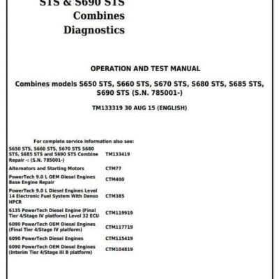 John Deere S660STS S670STS S680STS Combines Diagnostic Manual