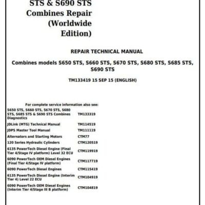John Deere S660STS S670STS S680STS Repair Manual