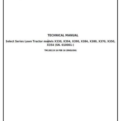 John Deere X390 X394 Lawn Repair Service Manual