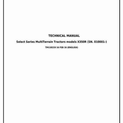 John Deere X350R Lawn Tractors Repair Manual