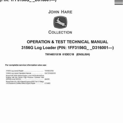 John Deere 3156G Log Loader Operation Service Manual