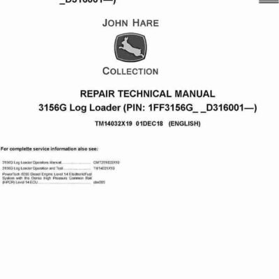 John Deere 3156G Loader Service Repair Manual