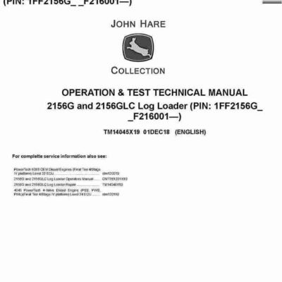 John Deere 2156G, 2156GLC Operation Test Manual
