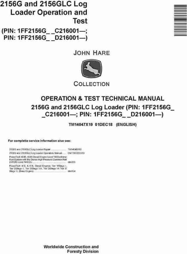John Deere 2156G, 2156GLC Diagnostic Service Manual