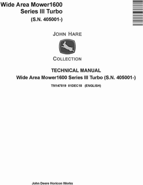 John Deere Wide Area Mower 1600 Repair Manual