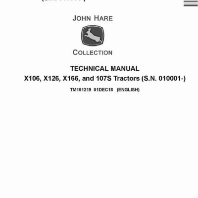John Deere X106, X126, X166 Tractors Repair Manual