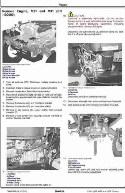 John Deere X106, X126, X166 Tractors Repair Manual - Image 2