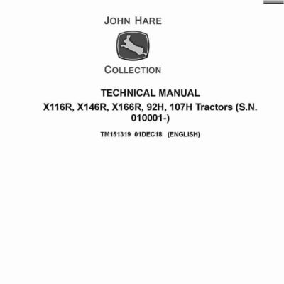 John Deere X116R 107H Tractors Service Repair Manual
