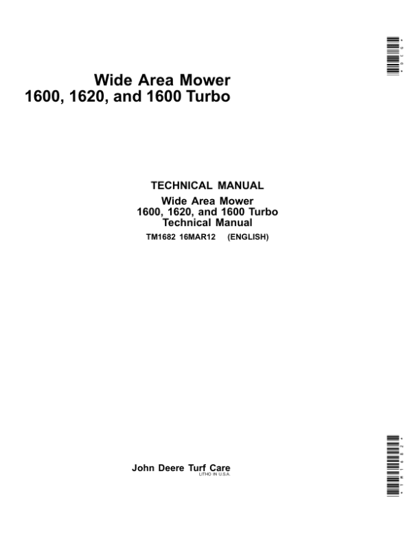 John Deere 1600, 1620 Series II Turbo Mower Repair Technical Manual John Deere 1600, 1620 Series II Turbo Mower Repair Technical Manual