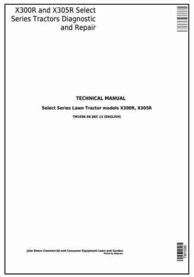 John Deere X300R X305R Service Repair Manual