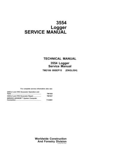 John Deere 3554 Logger Repair Technical Manual