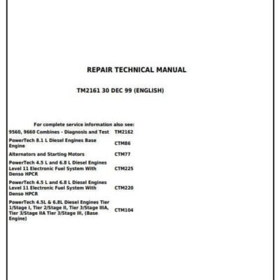 John Deere 9560 9660 Combines Service Technical Manual