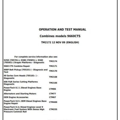 John Deere 9660 CTS Diagnostic Operation Manual