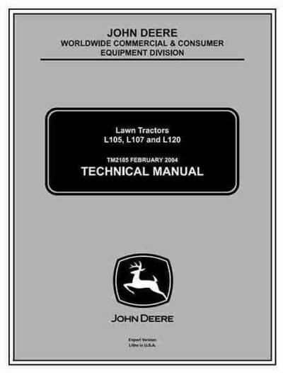 John Deere L105 L107 L120 Lawn Tractors Diagnostic and Repair Manual