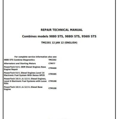 John Deere 9560i 9880 9880i STS Repair Manual