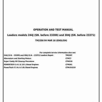 John Deere 244J Diagnostic Service Manual