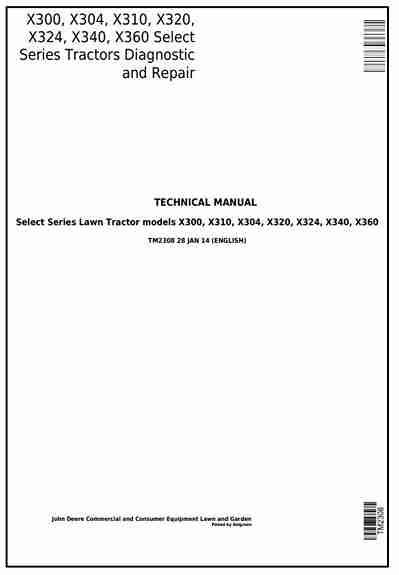 John Deere X300 X340 X360 Tractor Service Repair Manual