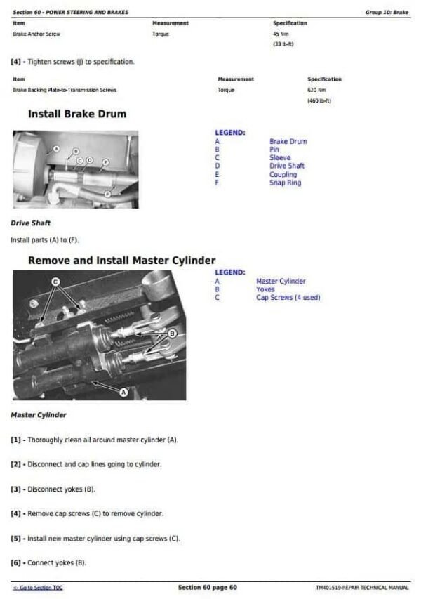 John Deere T550 T560 T660 T670 Service Repair Manual