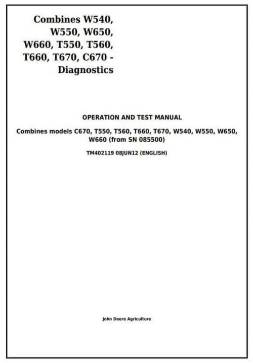 John Deere Combines W540 C670 Diagnostic Manual