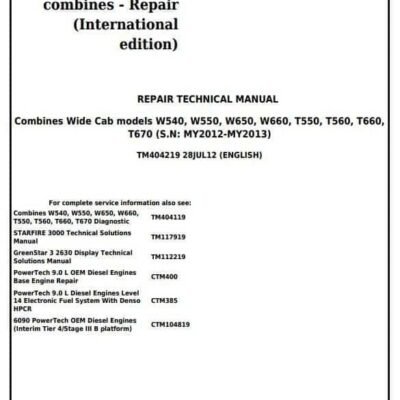 John Deere W540 W550 W650 MY14 Diagnostic Manual