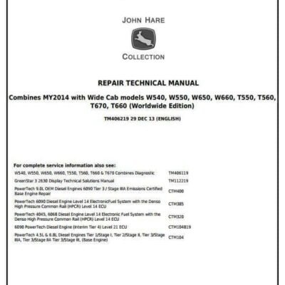 John Deere W540 W550 T670 Combines MY14 Repair Manual