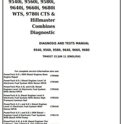 John Deere 9540 9660  9680WTS Diagnosis Tests Manual