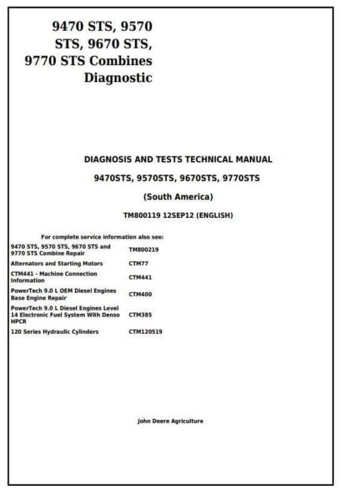 John Deere S540 S680 S690 Combine Diagnostic Service Manual